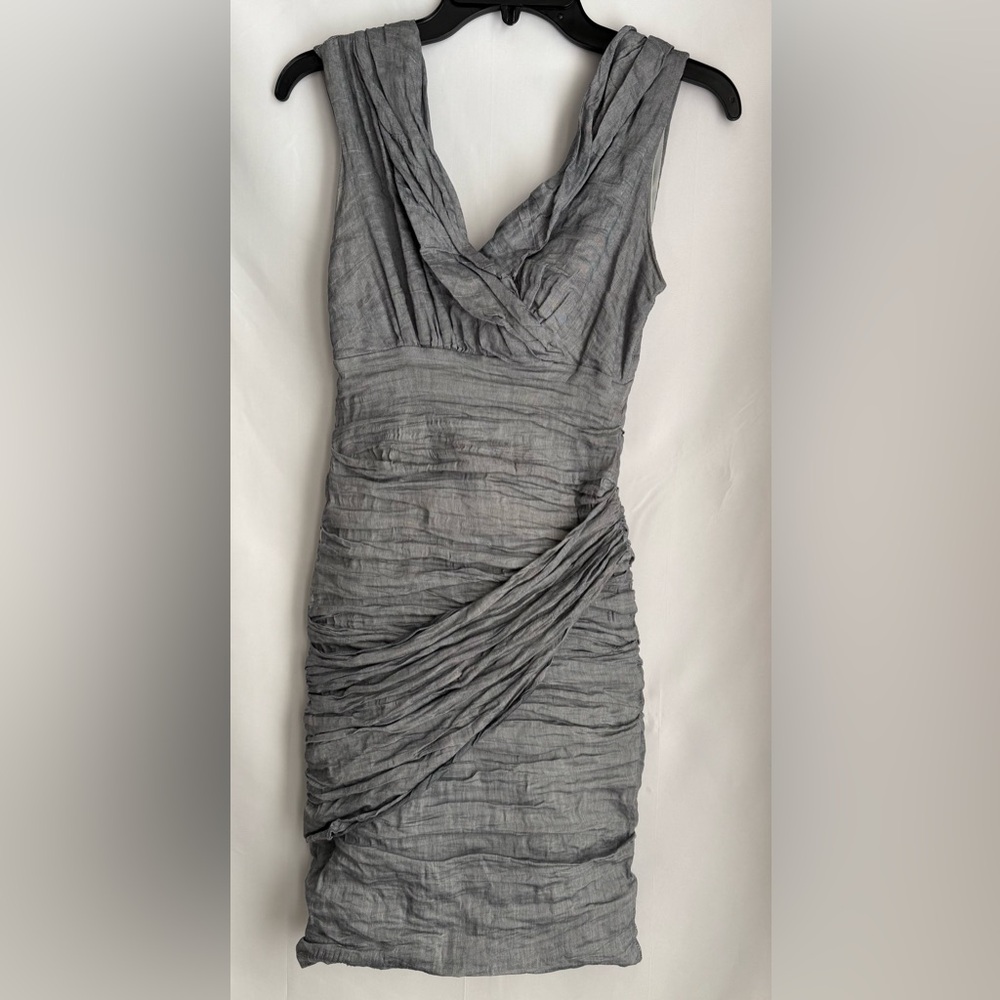 Nicole Miller Gray Draped Dress
